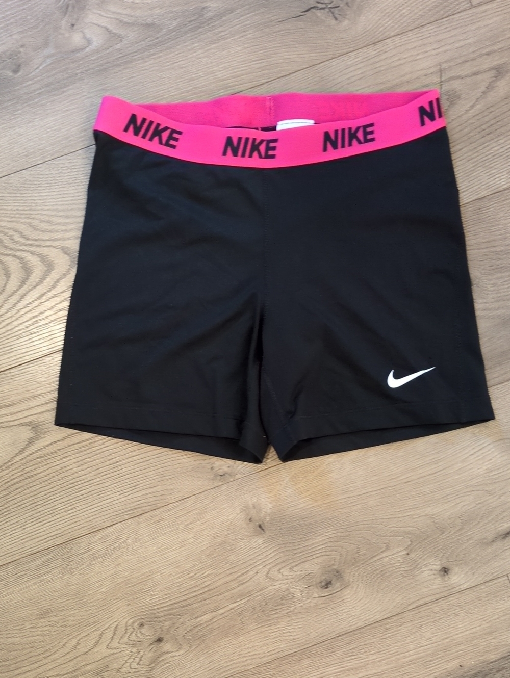Nike Black Shorts with Hot Pink Logo Waistband